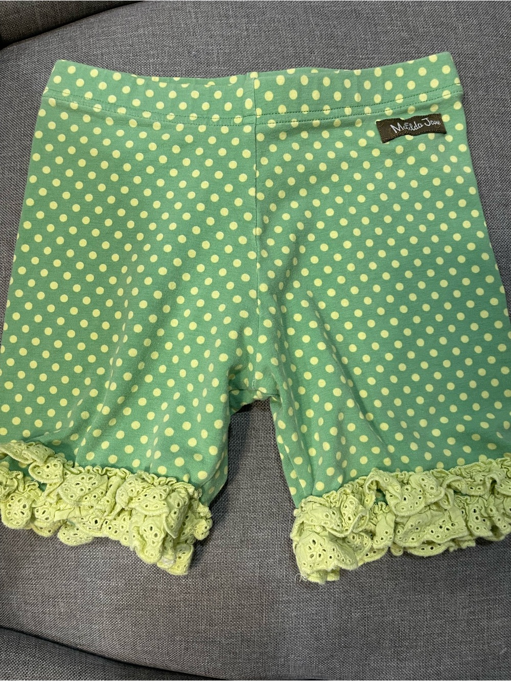 Matilda Jane Green Polka Dot Ruffle Bike Shorts size 8